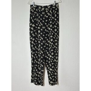 Vintage Ann Taylor 100% Silk High Rise Trouser Pants Size 12 Black Beige Pleated